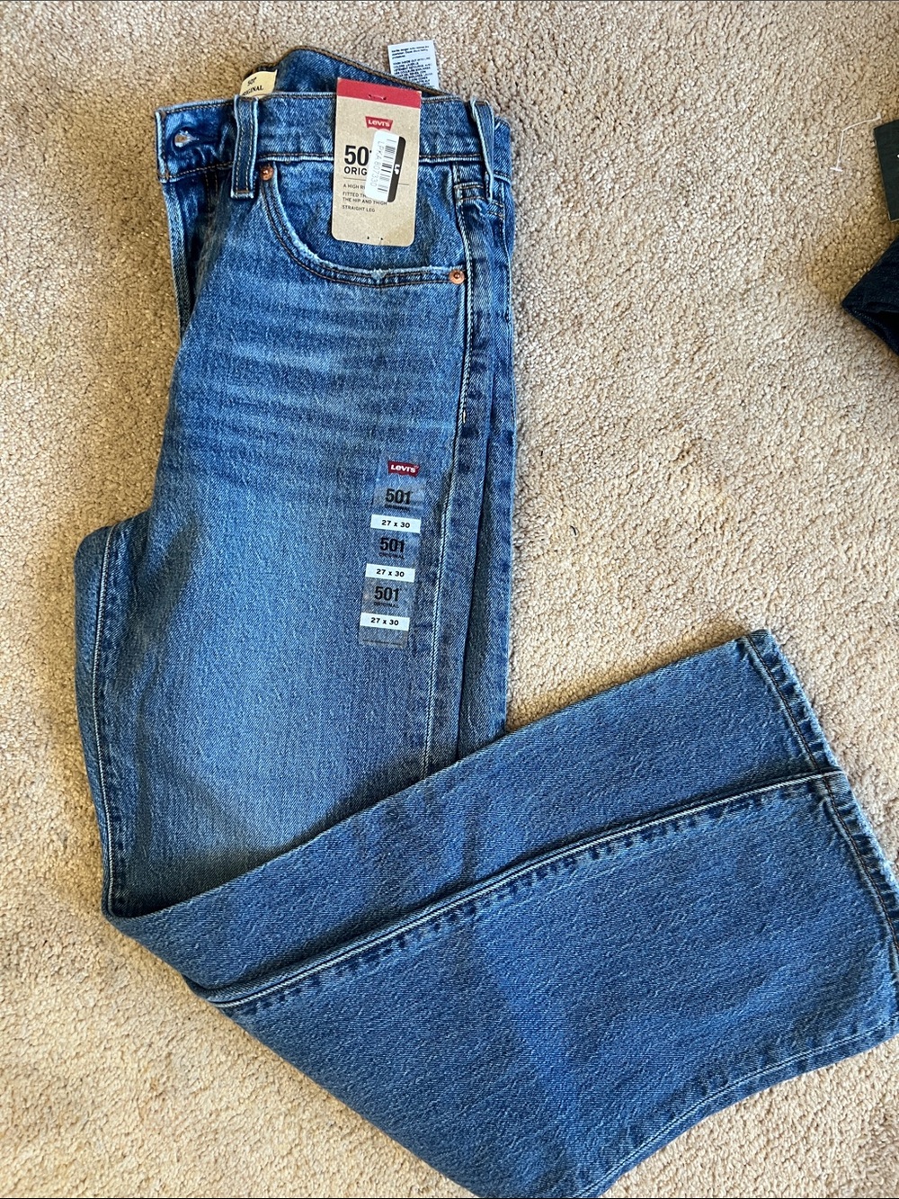 🔥 Levi's Original high rise straight leg  501 Jeans size 27x30